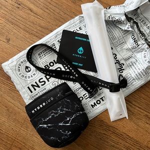 Mini Black Marble HydroJug Sleeve and Straw Set